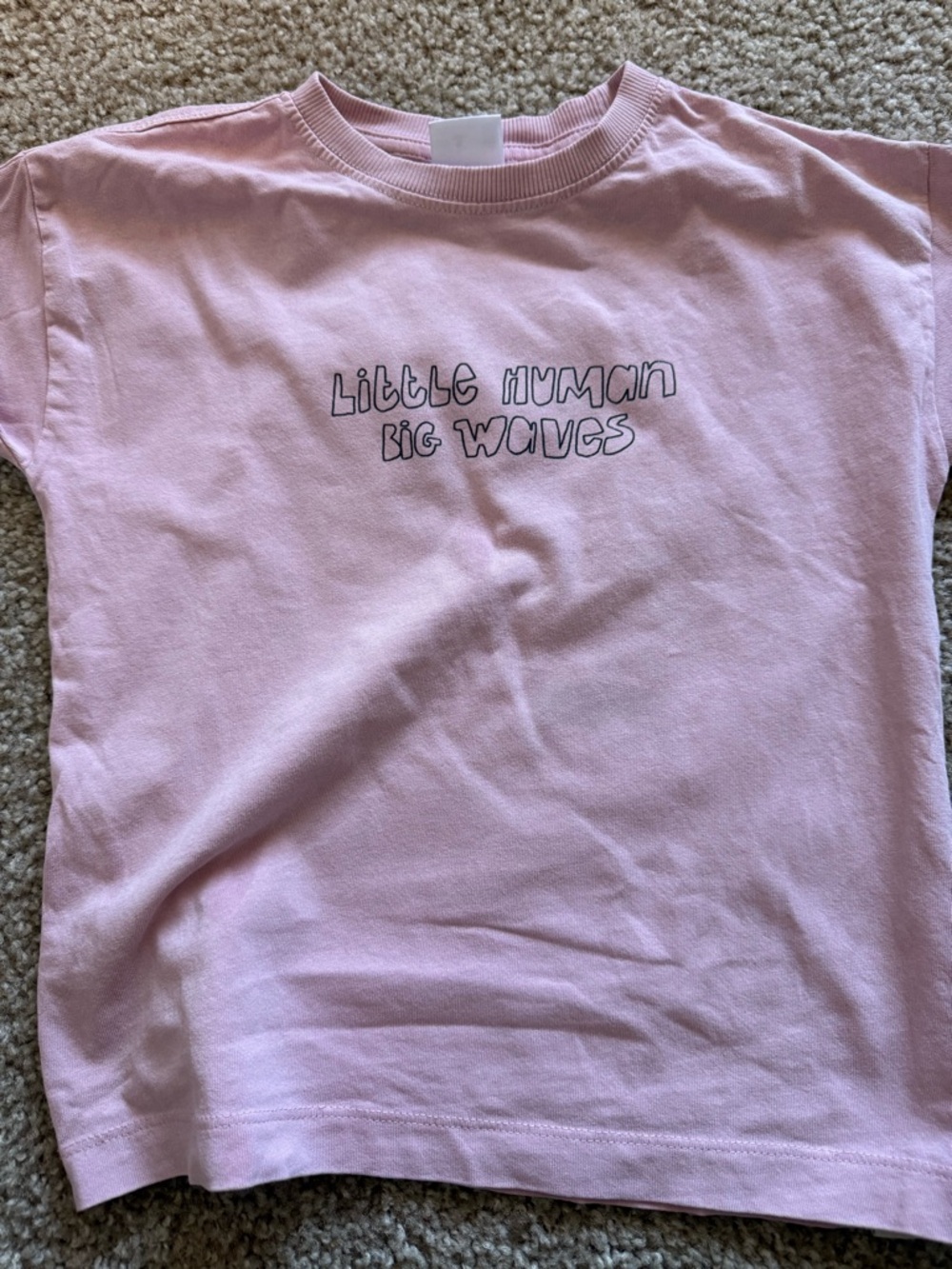 Zara Light Pink "Little Human Big Waves" Graphic Tee